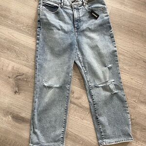 Express Women's Straight Ankle High Rise Light Blue Jeans